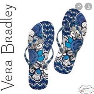 Vera Bradley Flip Flops Thongs Blue Bayou Pattern